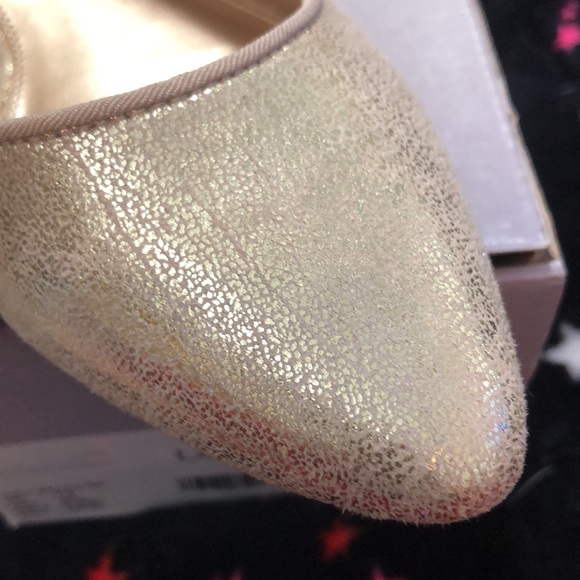 NWT LOFT TAYLOR SHIMMER GOLD POINTED TOE FLATS. - Picture 5 of 7